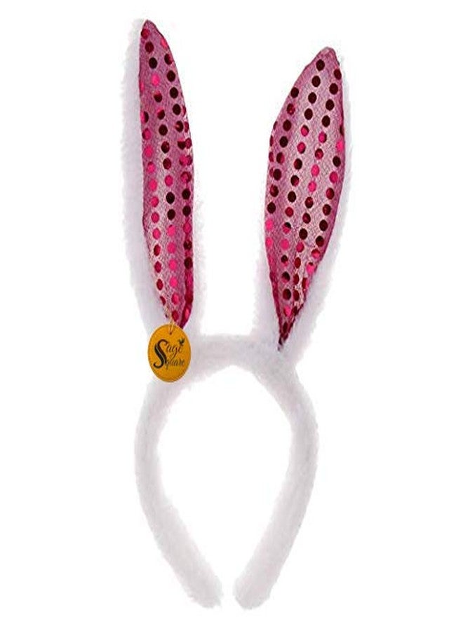 Sage Square Ultra Soft Rabbit Bunny Sparkle Headband Costume Accessory for Girls (Pink) - Image 1